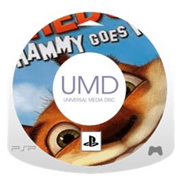 Artwork on the Disc for Over the Hedge: Hammy Goes Nuts on the Sony PSP.