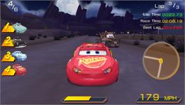 In game image of Cars on the Sony PSP.