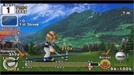 In game image of Everybody's Golf 2 on the Sony PSP.