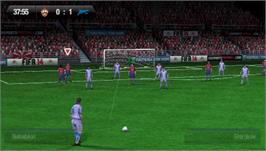 In game image of FIFA on the Sony PSP.