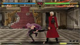 In game image of Fate/unlimited Codes on the Sony PSP.