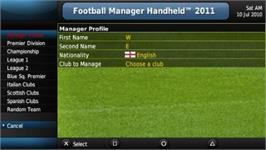 In game image of Football Manager Handheld 2011 on the Sony PSP.