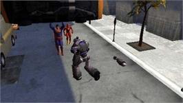 In game image of Justice League Heroes on the Sony PSP.