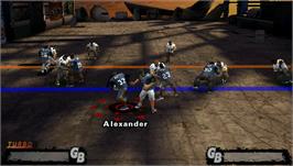 In game image of NFL Street 2 on the Sony PSP.