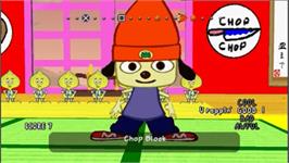 In game image of PaRappa the Rapper on the Sony PSP.