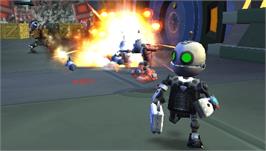 In game image of Secret Agent Clank on the Sony PSP.