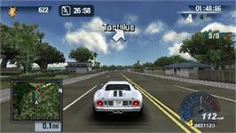 In game image of Test Drive Unlimited on the Sony PSP.