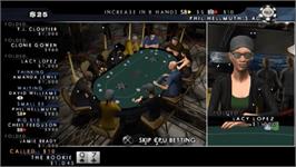 In game image of World Series of Poker 2008: Battle for the Bracelets on the Sony PSP.