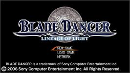 Title screen of Blade Dancer: Lineage of Light on the Sony PSP.