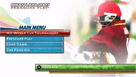 Title screen of Brian Lara 2007: Pressure Play on the Sony PSP.