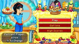 Title screen of Cake Mania - Baker's Challenge on the Sony PSP.