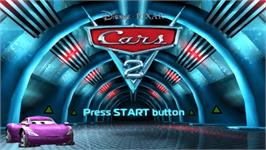 Title screen of Cars 2 on the Sony PSP.