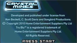 Title screen of Crystal Mines on the Sony PSP.