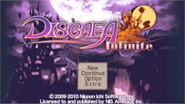 Title screen of Disgaea Infinite on the Sony PSP.