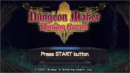 Title screen of Dungeon Maker: Hunting Ground on the Sony PSP.