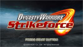 Title screen of Dynasty Warriors - Strikeforce on the Sony PSP.