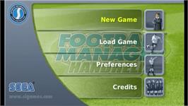 Title screen of Football Manager Handheld on the Sony PSP.