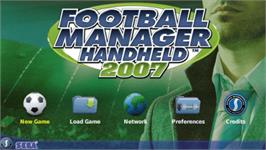 Title screen of Football Manager Handheld 2007 on the Sony PSP.