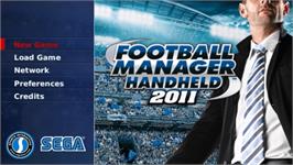 Title screen of Football Manager Handheld 2011 on the Sony PSP.