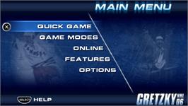 Title screen of Gretzky Nhl '06 on the Sony PSP.