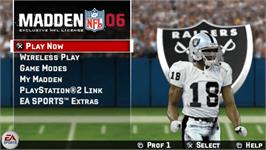 Title screen of Madden Nfl 06 on the Sony PSP.