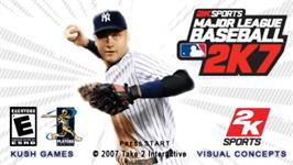 Title screen of Major League Baseball 2k7 on the Sony PSP.