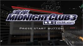Title screen of Midnight Club 3: DUB Edition on the Sony PSP.