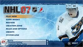 Title screen of Nhl 07 on the Sony PSP.