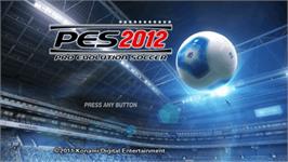 Title screen of Pro Evolution Soccer 2012 on the Sony PSP.