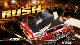 Title screen of Rush on the Sony PSP.