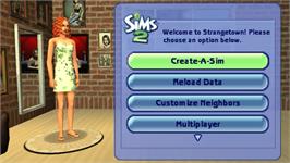 Title screen of Sims 2 on the Sony PSP.