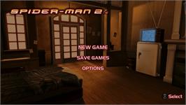 Title screen of Spider-man 2 on the Sony PSP.