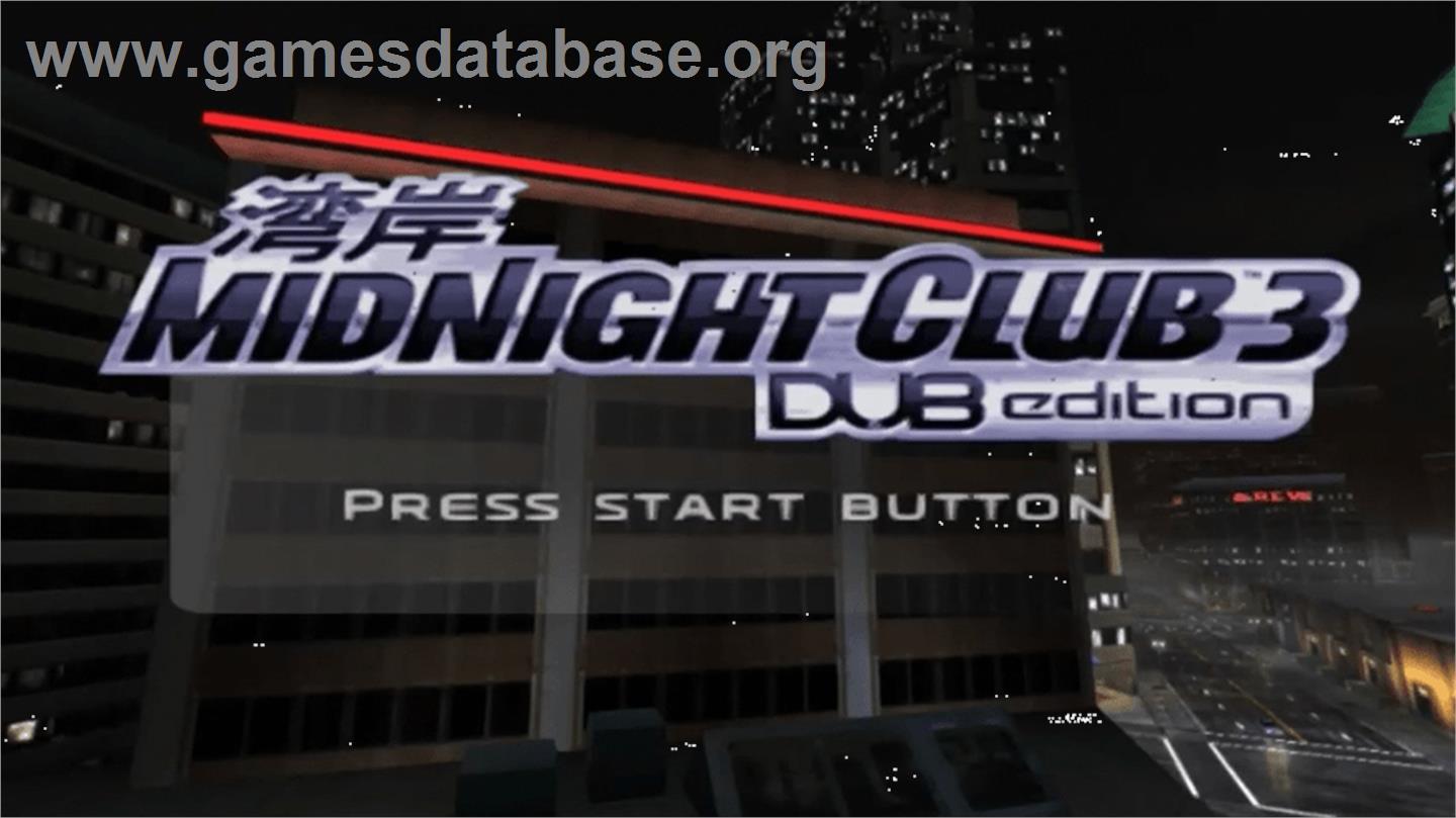 Midnight Club 3: DUB Edition - Sony PSP - Artwork - Title Screen