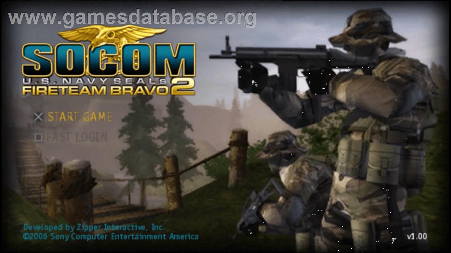 SOCOM: U.S. Navy SEALs - Fireteam Bravo 2 - Sony PSP - Artwork - Title Screen