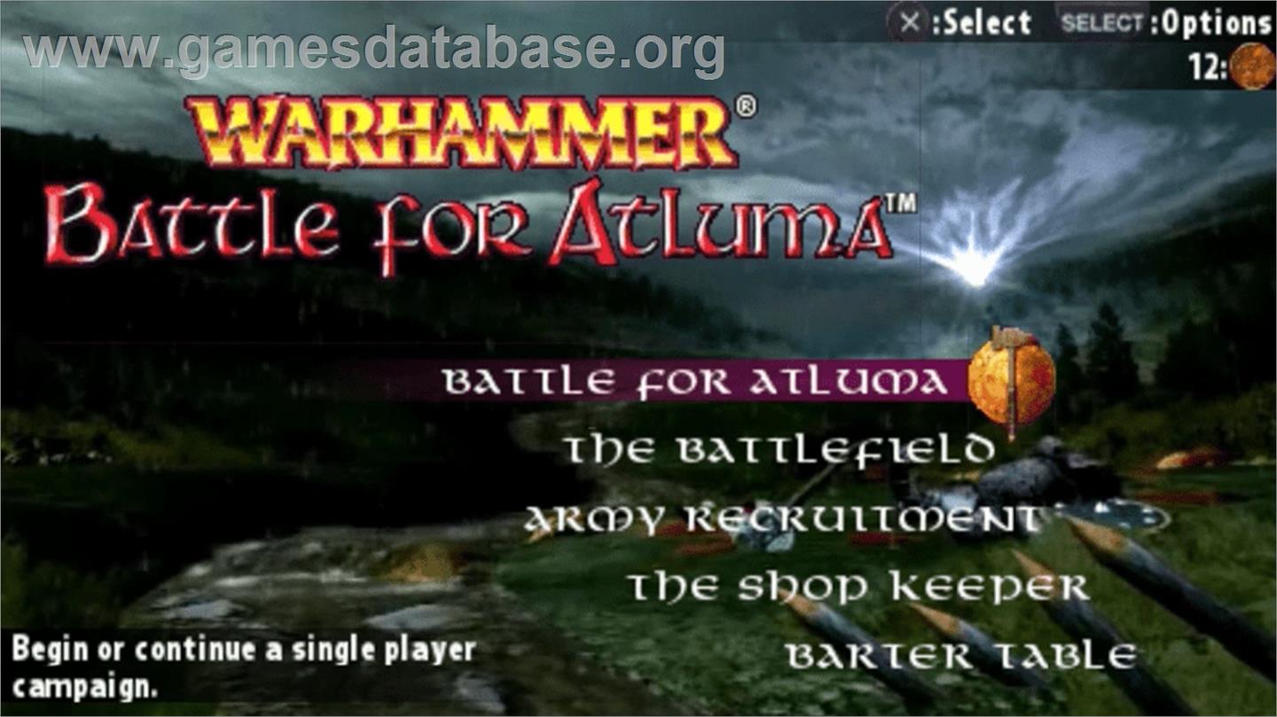 Warhammer: Battle for Atluma - Sony PSP - Artwork - Title Screen