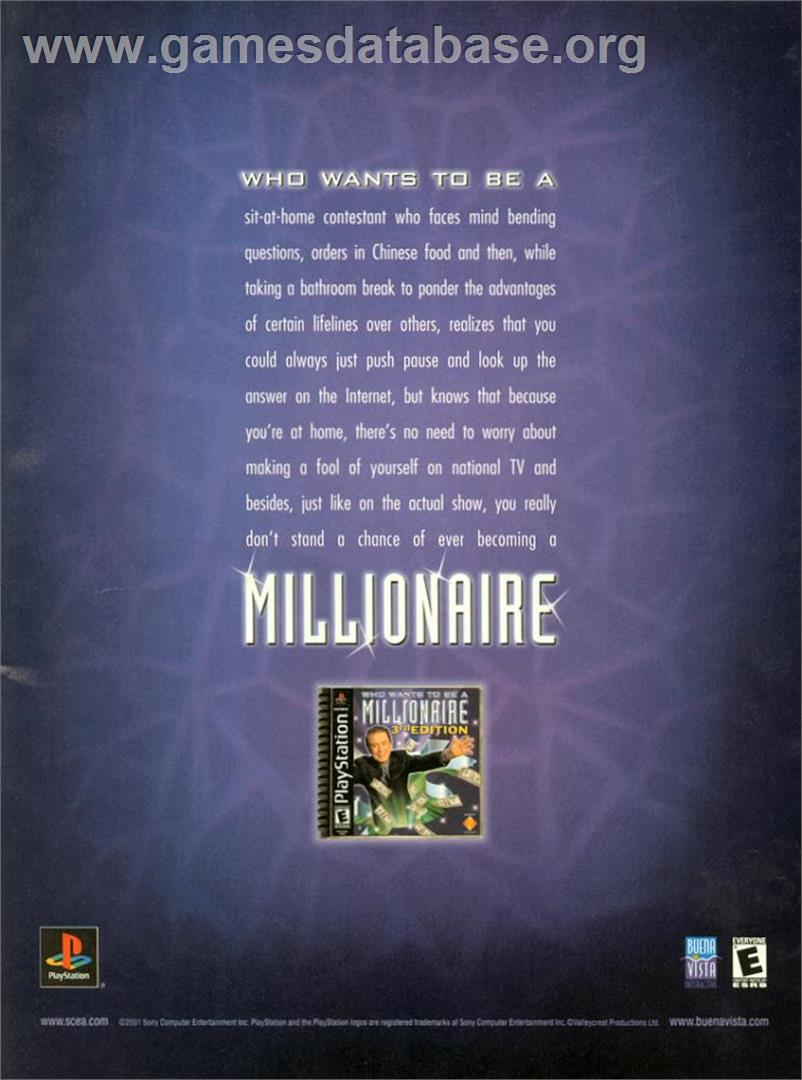 Who Wants To Be A Millionaire ? 3rd Edition - Sony Playstation - Artwork - Advert