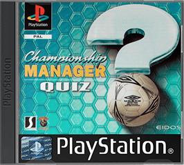 Box cover for Championship Manager Quiz on the Sony Playstation.