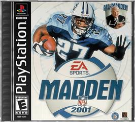 Box cover for Madden NFL 2001 on the Sony Playstation.