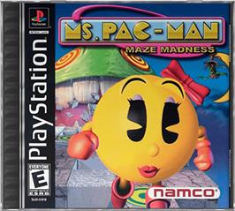 Box cover for Ms. Pac-Man Maze Madness on the Sony Playstation.