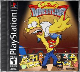 Box cover for The Simpsons Wrestling on the Sony Playstation.