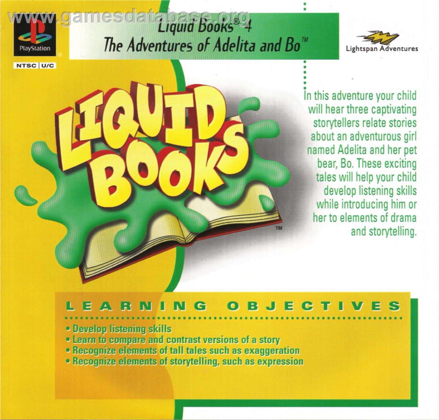Lightspan - Liquid Books 4 - The Adventures Of Adelita And Bo - Sony Playstation - Artwork - Box
