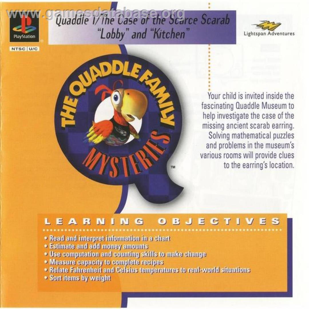 Lightspan - The Quaddle Family Mysteries 1 - The case of the Scarce Scarab - Lobby - Kitchen - Sony Playstation - Artwork - Box