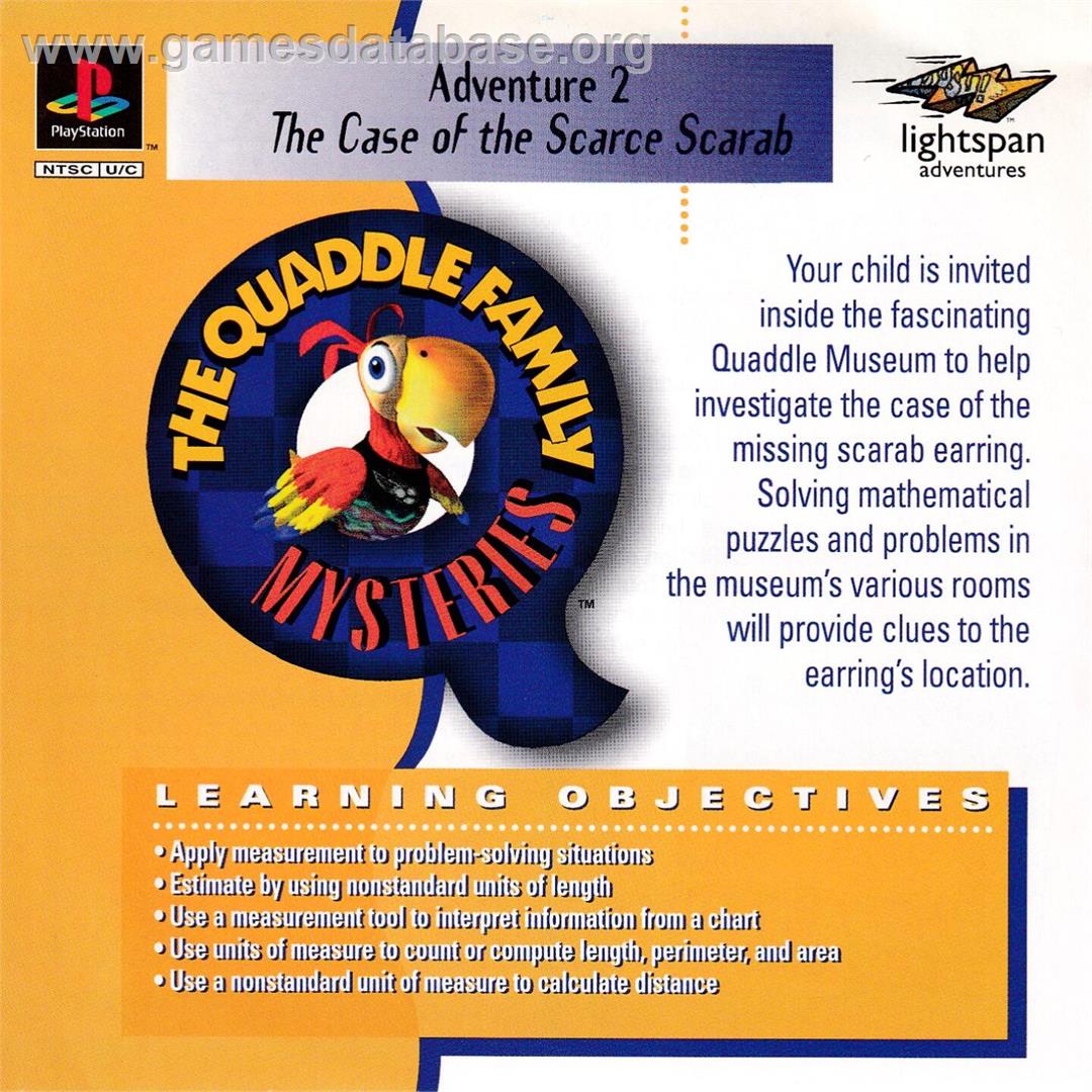 Lightspan - The Quaddle Family Mysteries 2 - The case of the Scarce Scarab - Garden - Sony Playstation - Artwork - Box