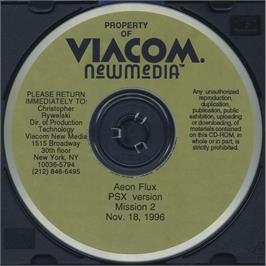 Cartridge artwork for Aeon Flux on the Sony Playstation.