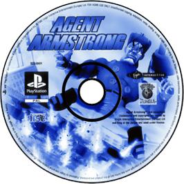 Cartridge artwork for Agent Armstrong - Himitsu Shirei Daisakusen on the Sony Playstation.