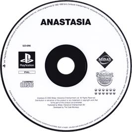 Cartridge artwork for Anastasia on the Sony Playstation.