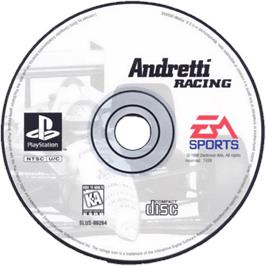 Cartridge artwork for Andretti Racing on the Sony Playstation.