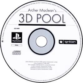 Cartridge artwork for Archer Maclean's 3d Pool on the Sony Playstation.