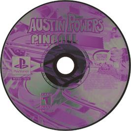 Cartridge artwork for Austin Powers Pinball on the Sony Playstation.