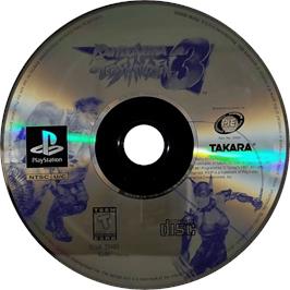 Cartridge artwork for Battle Arena Toshinden 3 on the Sony Playstation.